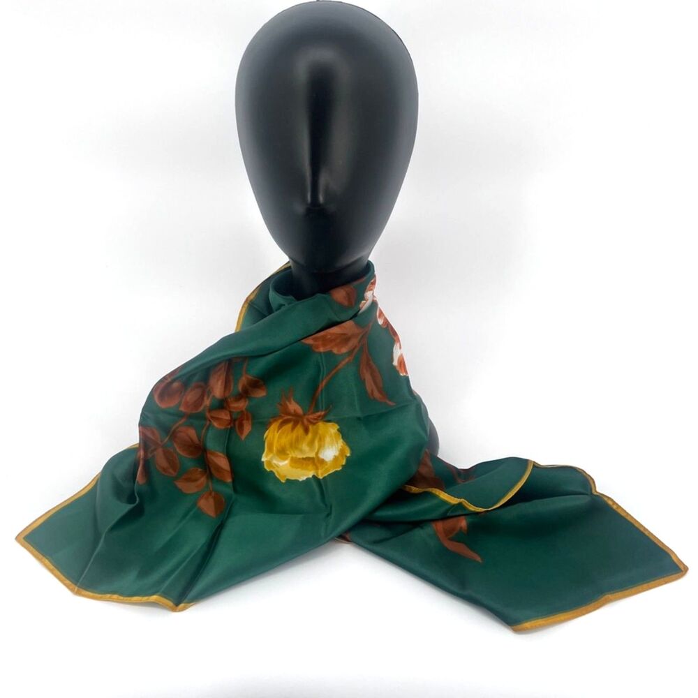 Bold Floral Square Fashion Scarf Wrap Satiny Mod Boho‎ Botanical Accessory